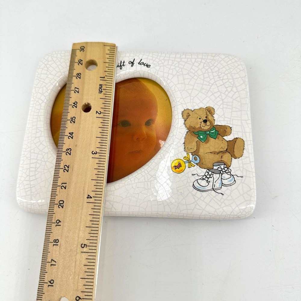 Vintage Russ Baby Picture Frame Nursery Decor Teddy Bear Keepsake Gift - Picture 9 of 10